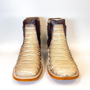 Handcrafted Men's Python Cowboy Ankle Boots/ Square Toe Cowboy Boots ...