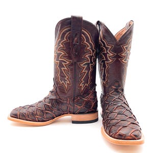 Handcrafted Men's Bass Cowboy Boots/ Square Toe Cowboy Boots Pirarucu ...