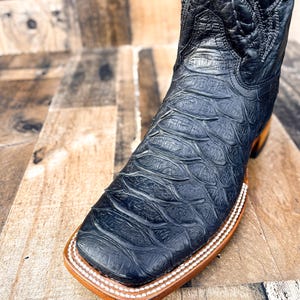 Handcrafted Men's Python Cowboy Boots/ Square Toe Cowboy Boots Snake ...