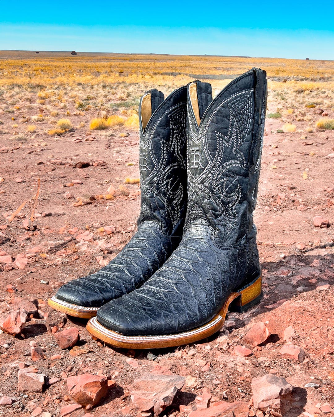 Handcrafted Men's Python Cowboy Boots/ Square Toe Cowboy Boots Snake ...
