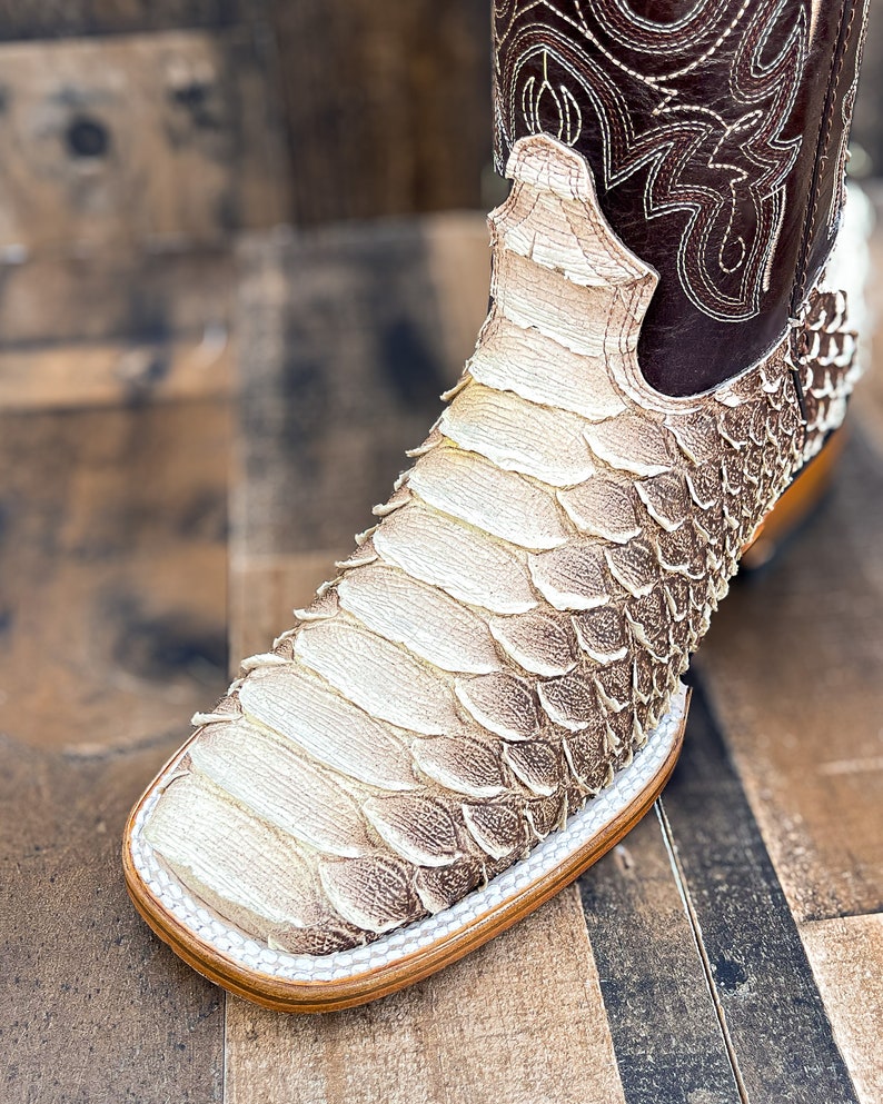 Handcrafted Men's Python Cowboy Boots/ Square Toe Cowboy Boots Snake ...