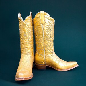 Western Cowboy Boots Women cowboy boots / cowgirl boots/ wedding cowboy boots/ stagecoach boots / GOLD boots / Rhinestone boots/ Golden boot bild 6