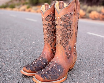 corral boots women's distressed brown leather boots
