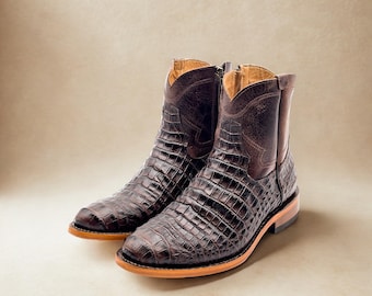 Handcrafted Men's Crocodile Alligator Cowboy Boots/ Round Toe Cowboy Boots/ Men's Exotic boots/ Botas vaqueras exoticas / Men's cowboy boots
