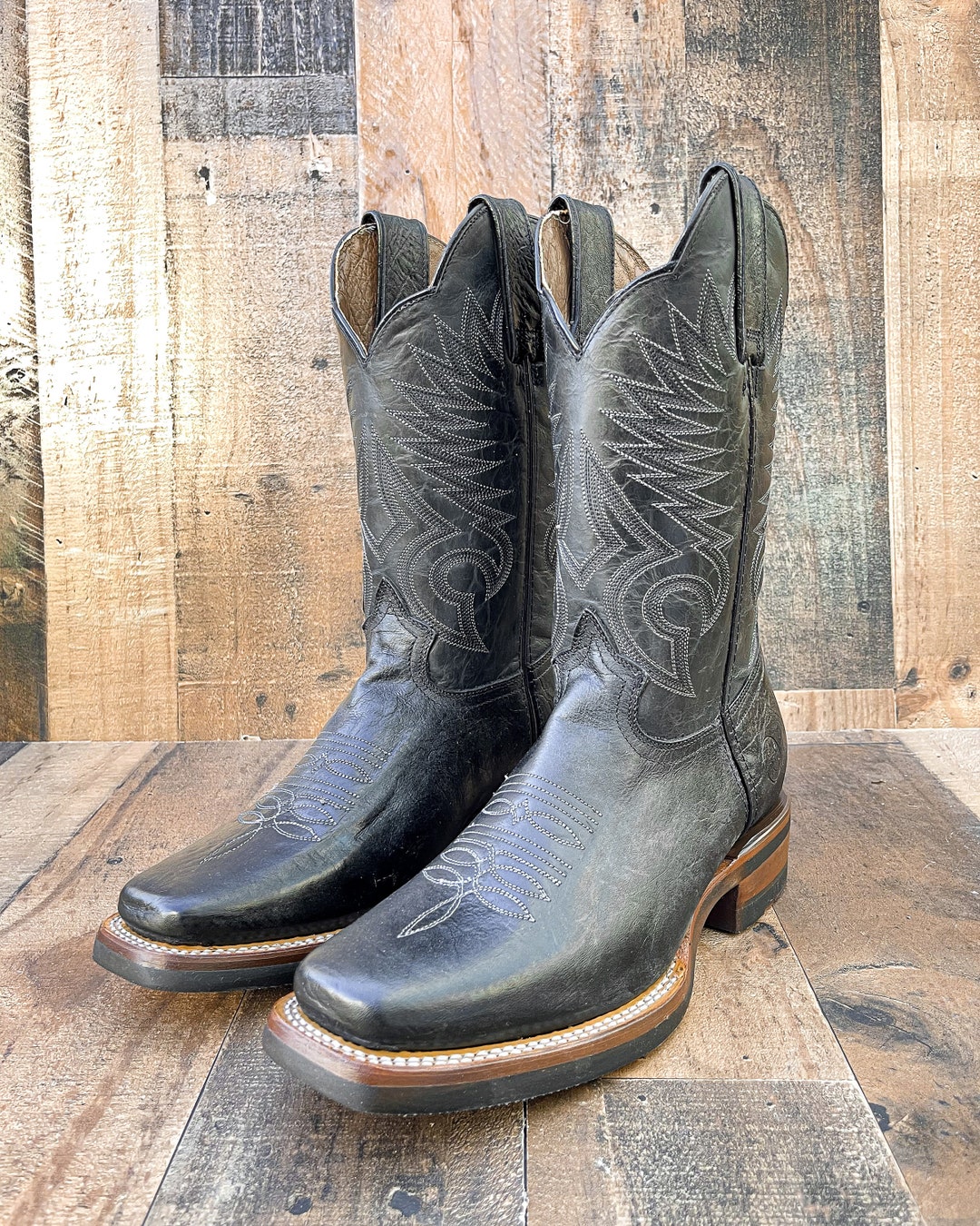 Handcrafted Men's Elephant Cowboy Boots/ Square Toe Cowboy Boots/ Men's