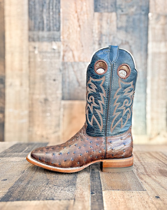 Handcrafted Men's Ostrich Cowboy Boots/ Square Toe Cowboy Handcrafted Men's Ostrich Cowboy Boots/ Square Toe Cowboy