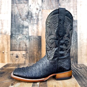 Handcrafted Men's Python Cowboy Boots/ Square Toe Cowboy Boots Snake ...