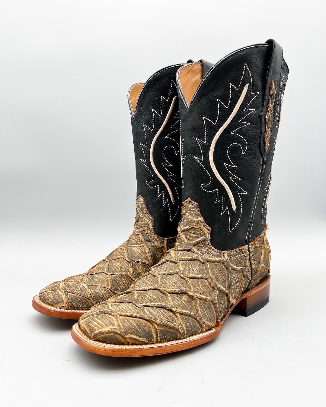 Handcrafted Men's Bass Cowboy Boots/ Square Toe Cowboy Boots Pirarucu ...