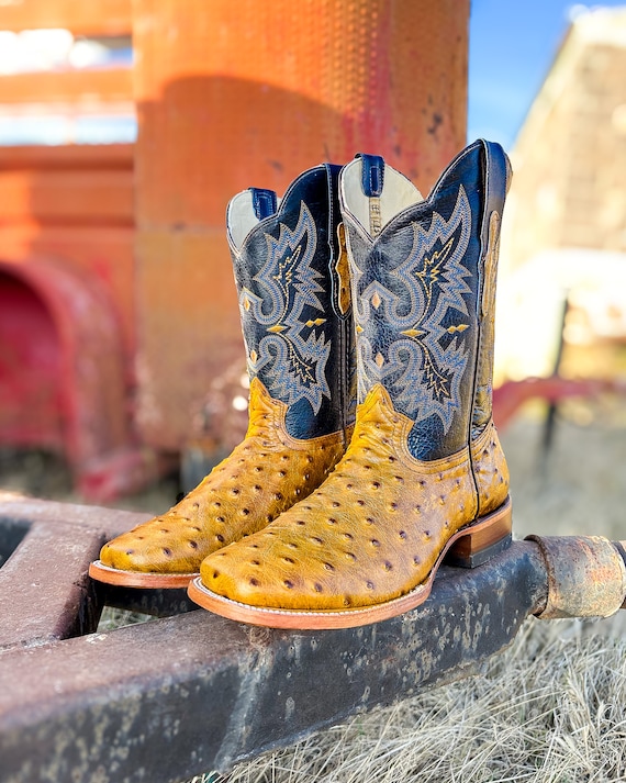 Orange ostrich boots 2025