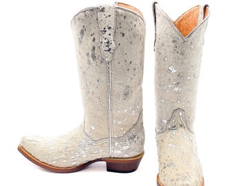Cowhide Boots Cowgirl Hair on Cowhide Leather Boots Genuine