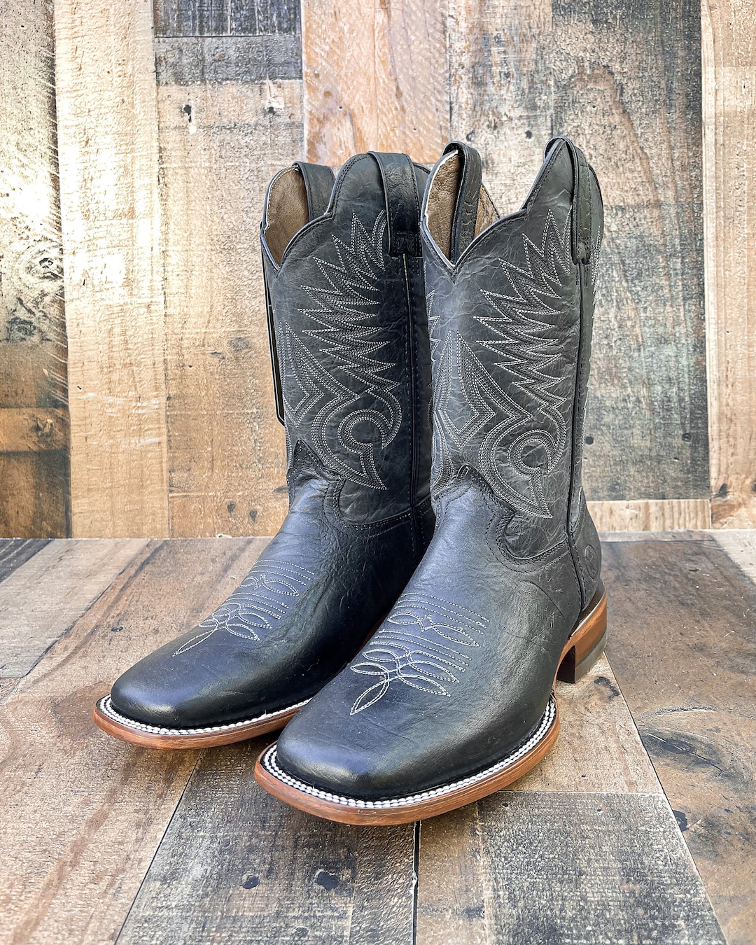 Handcrafted Men's Elephant Cowboy Boots/ Square Toe Cowboy Boots/ Men's