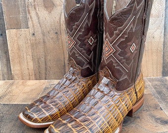 Handcrafted Men's Crocodile Alligator Cowboy Boots/ Square Toe Cowboy Boots/ Men's Exotic boots/ Men's caiman cowboy boots/ Botas cocodrilo