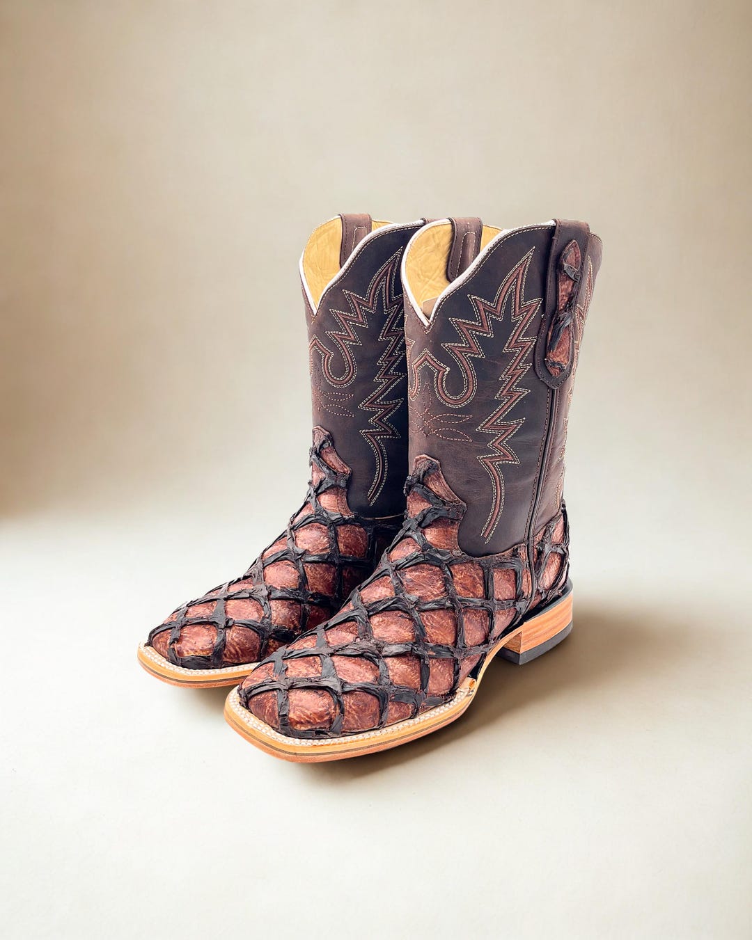 Handcrafted Men's Bass Cowboy Boots/ Square Toe Cowboy Boots Pirarucu ...