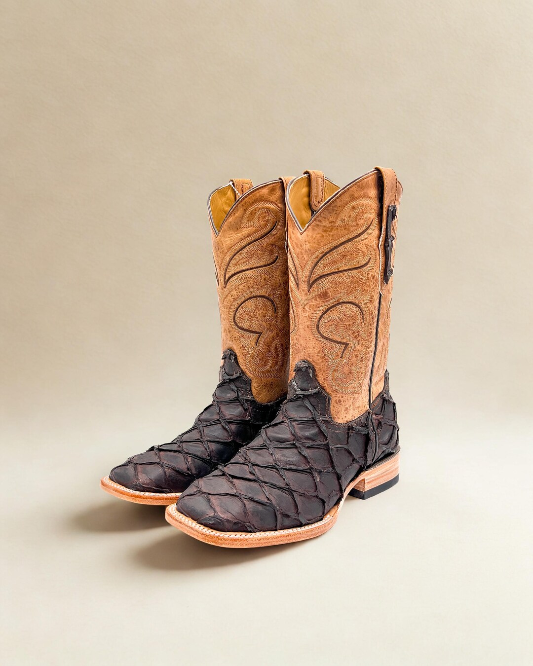 Handcrafted Men's Bass Cowboy Boots/ Square Toe Cowboy Boots Pirarucu ...