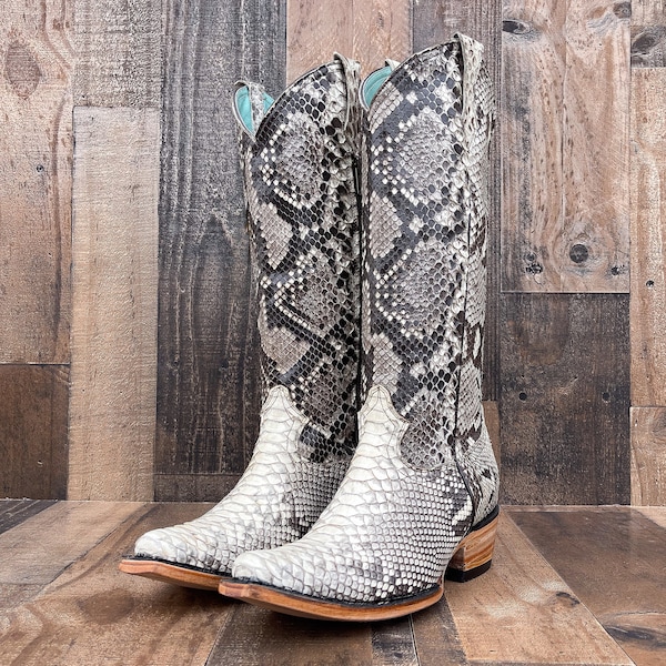 Women's Slay Exotic Python Tall Western Boots / Tall Cowboy Boots Knee High /cowgirl boots / Botas vaqueras/ Western Knee-High boots