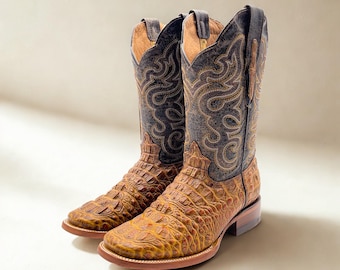 Handcrafted Men's Crocodile Alligator Cowboy Boots/ Square Toe Cowboy Boots/ Men's Exotic boots/ Botas vaqueras exoticas/ Men's cowboy boots