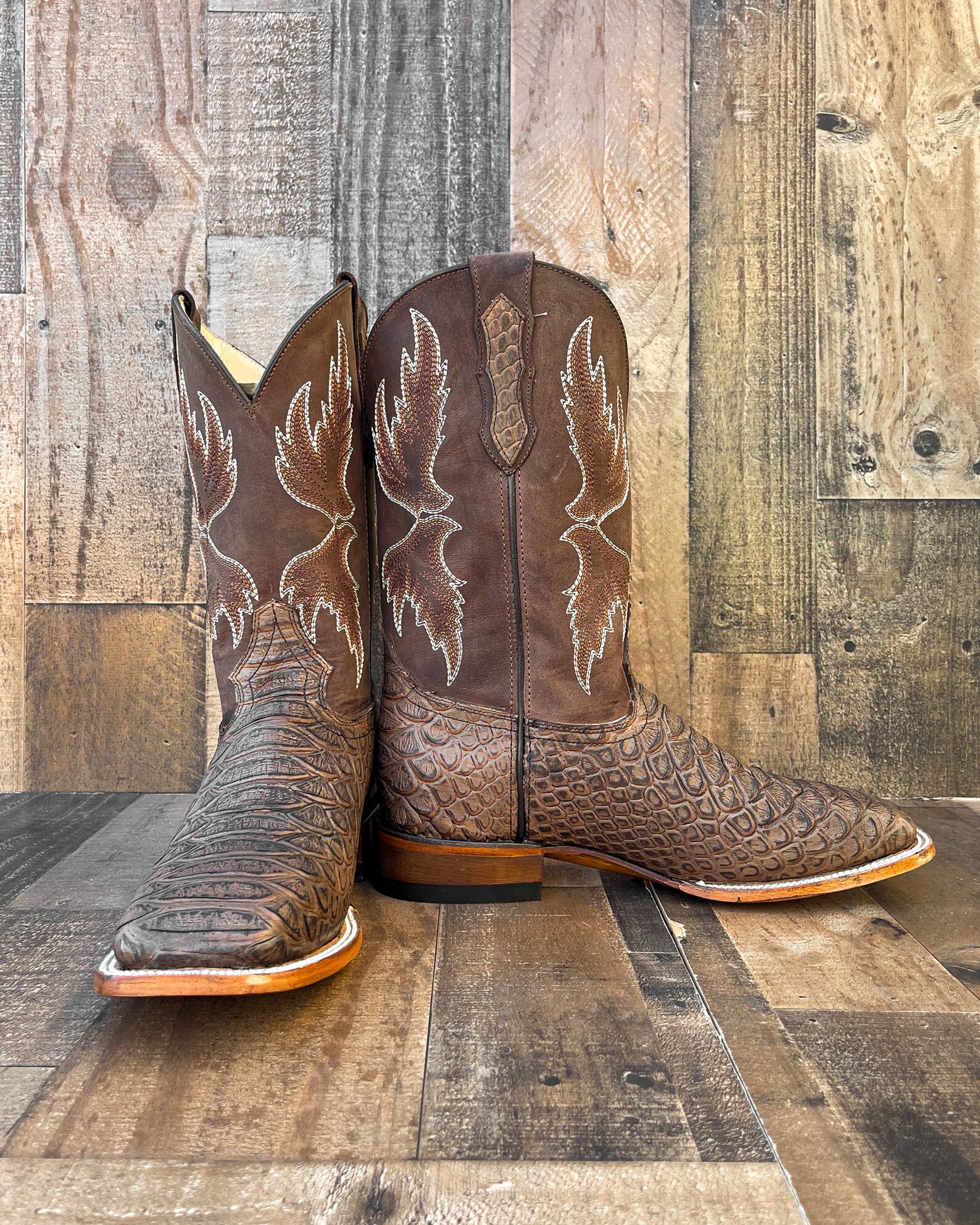 Handcrafted Men's Python Cowboy Boots/ Square Toe Cowboy Boots Snake ...