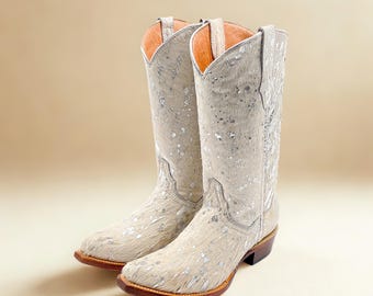 Cowhide Boots Cowgirl Hair on Cowhide Leather Boots Genuine