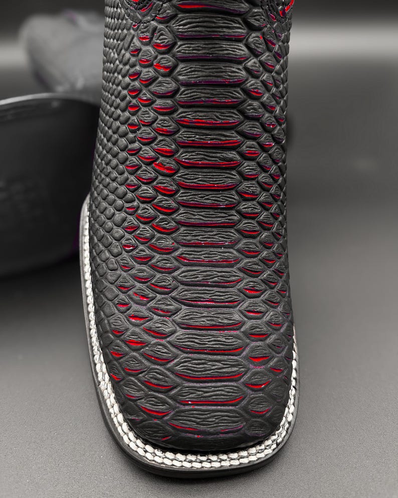 Handcrafted Men's Python Cowboy Boots/ Square Toe Cowboy Boots Snake ...