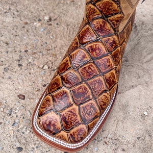 Handcrafted Men's Bass Cowboy Boots/ Square Toe Cowboy Boots Pirarucu ...
