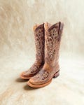 Handmade Leather Floral Embroidered Boots/ Mexican Artisanal Women's Boots/ Western Boots/Cowgirl Authentic Boots/ Women's Mexican Boots