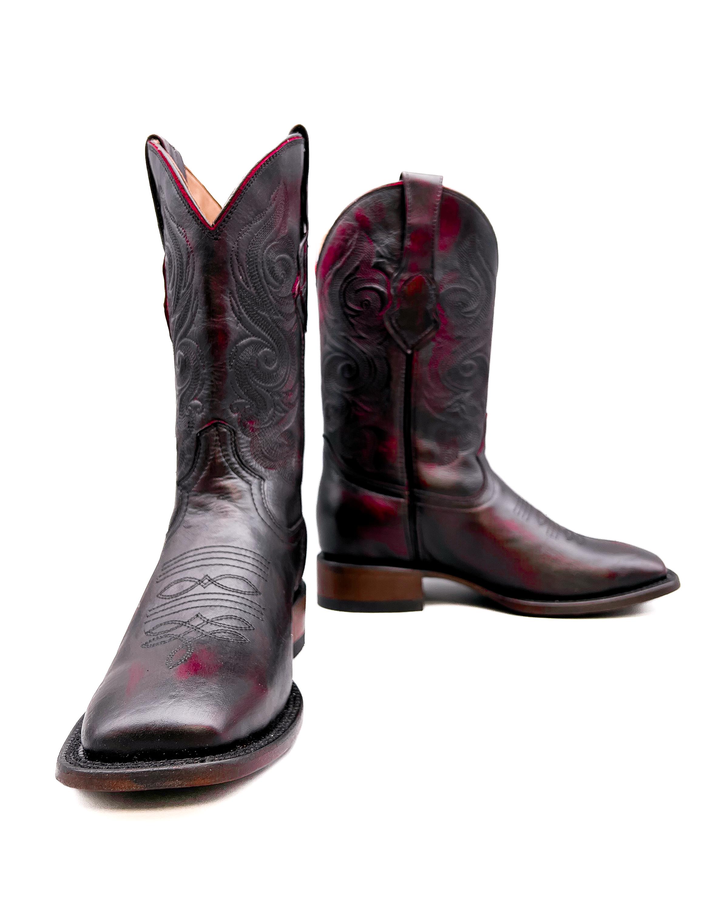 Tony Lama Cowboy Boots Mens 27 EE (US 9EE) Black Cherry / Oxblood Square Toe Tony Lama Men main image 3