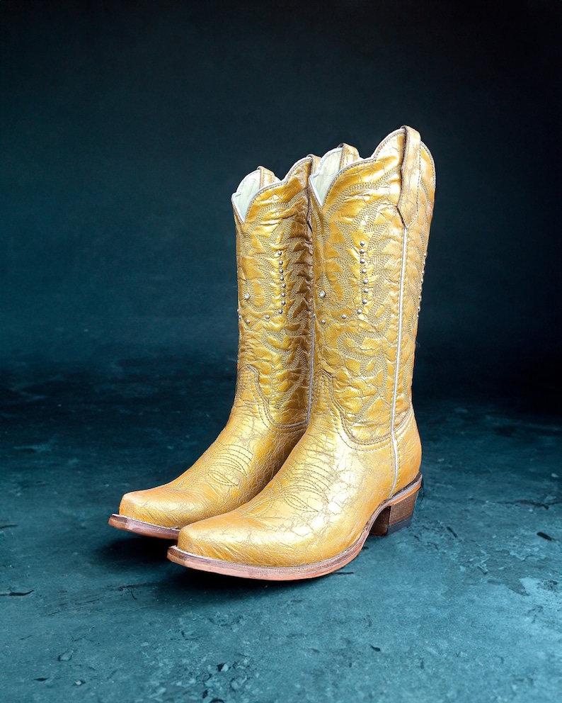 Western Cowboy Boots Women cowboy boots / cowgirl boots/ wedding cowboy boots/ stagecoach boots / GOLD boots / Rhinestone boots/ Golden boot bild 1