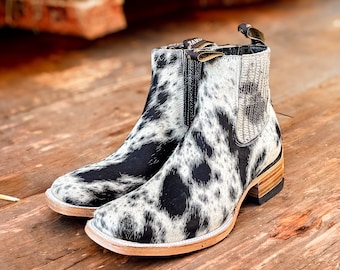 Vintage 1980's Square Toe, Cuban Heel Western Ankle Boots