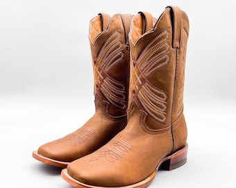 Handcrafted Men's Cowboy Boots Brown/ Square toe cowboy boots/ Men's Dark brown boots/ Botas vaqueras cafe/ men's cowboy boots