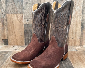 Handcrafted Men's Rough Out Cowboy Boots/ Square Toe Cowboy Boots Rough Out/ Men's boots/ Botas Gamua/ Men's cowboy boots