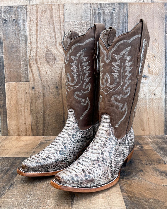 Snakeskin Square toe Python western Boots