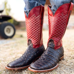 Handcrafted Men's Crocodile Alligator Cowboy Boots/ Square Toe Cowboy Boots/ Men's Exotic boots/ Botas vaqueras exoticas/ Men's cowboy boots