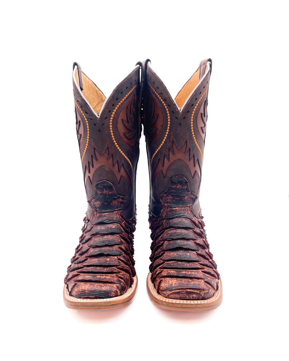 Handcrafted Men's Python Cowboy Boots/ Square Toe Cowboy Boots Snake ...