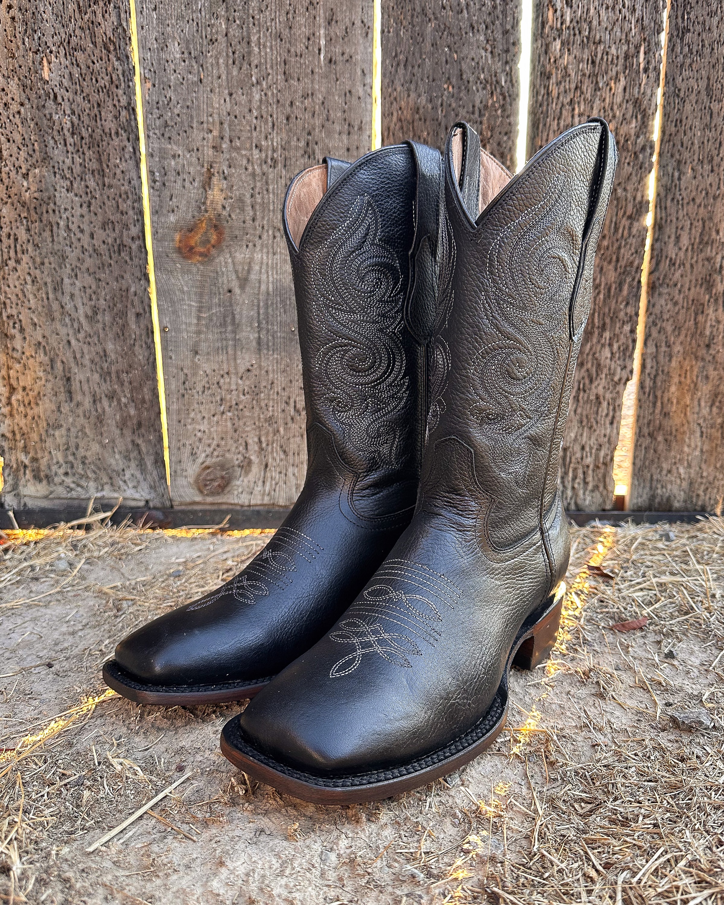 Men s Genuine Leather Square Toe Western Boots Cowboy Rodeo Black Western Boots Handcrafted Men s Cowboy Boots Botas Vaqueras Negras Etsy