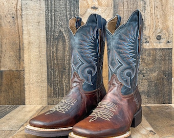 Handcrafted Men's Cowboy Boots Brown/ Square toe cowboy boots/ Men's Dark brown boots/ Botas vaqueras cafe/ men's cowboy boots