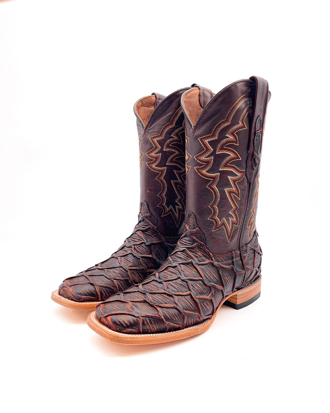 Handcrafted Men's Bass Cowboy Boots/ Square Toe Cowboy Boots Pirarucu ...
