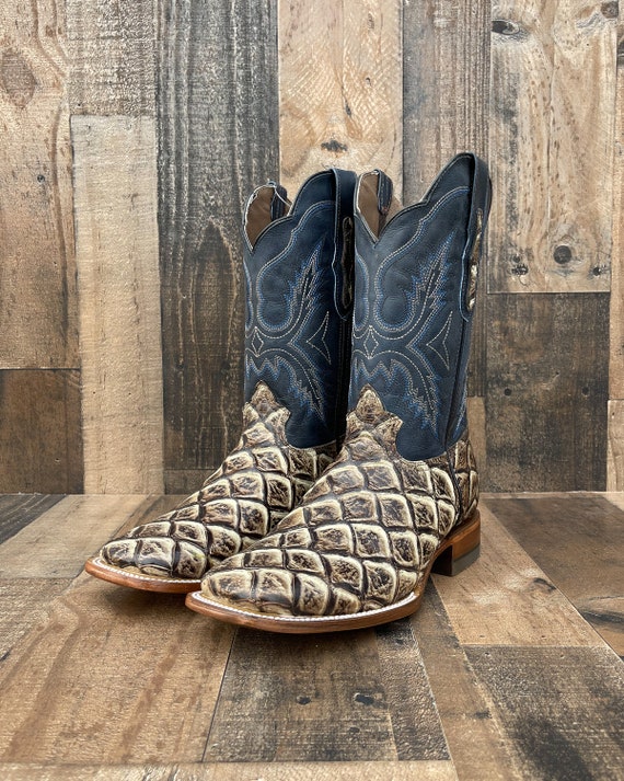 Handcrafted Men's Python Cowboy Boots/ Square Toe Cowboy Boots Snake/ Men's  Exotic Boots/ Botas Vaqueras Exoticas/ Men's Cowboy Boots 