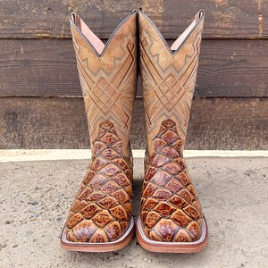 Handcrafted Men's Bass Cowboy Boots/ Square Toe Cowboy Boots Pirarucu ...