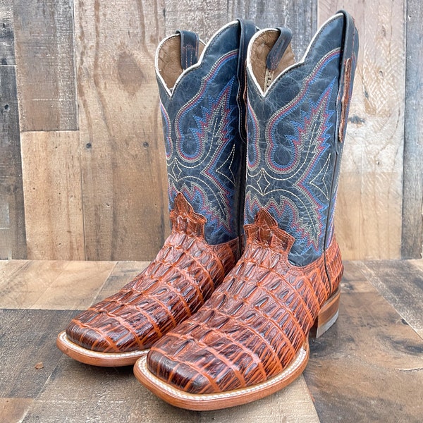Handcrafted Men's Crocodile Alligator Cowboy Boots/ Square Toe Cowboy Boots/ Men's Exotic boots/ Men's caiman cowboy boots/ Botas cocodrilo