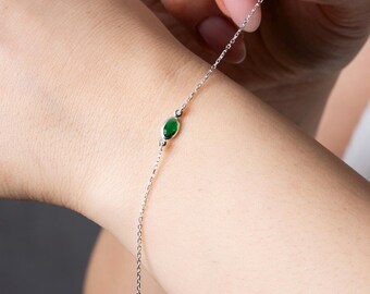 Birthstone Bracelet, Oval Birthstone Bracelet, Graduation Gift, Birthday Gift, Grandma Gift for Mom Bracelet, Mothers Day Gift for Her