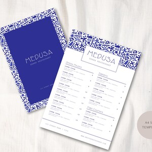 Editable Greek Restaurant Menu Template, Mediterranean Food Menu ...