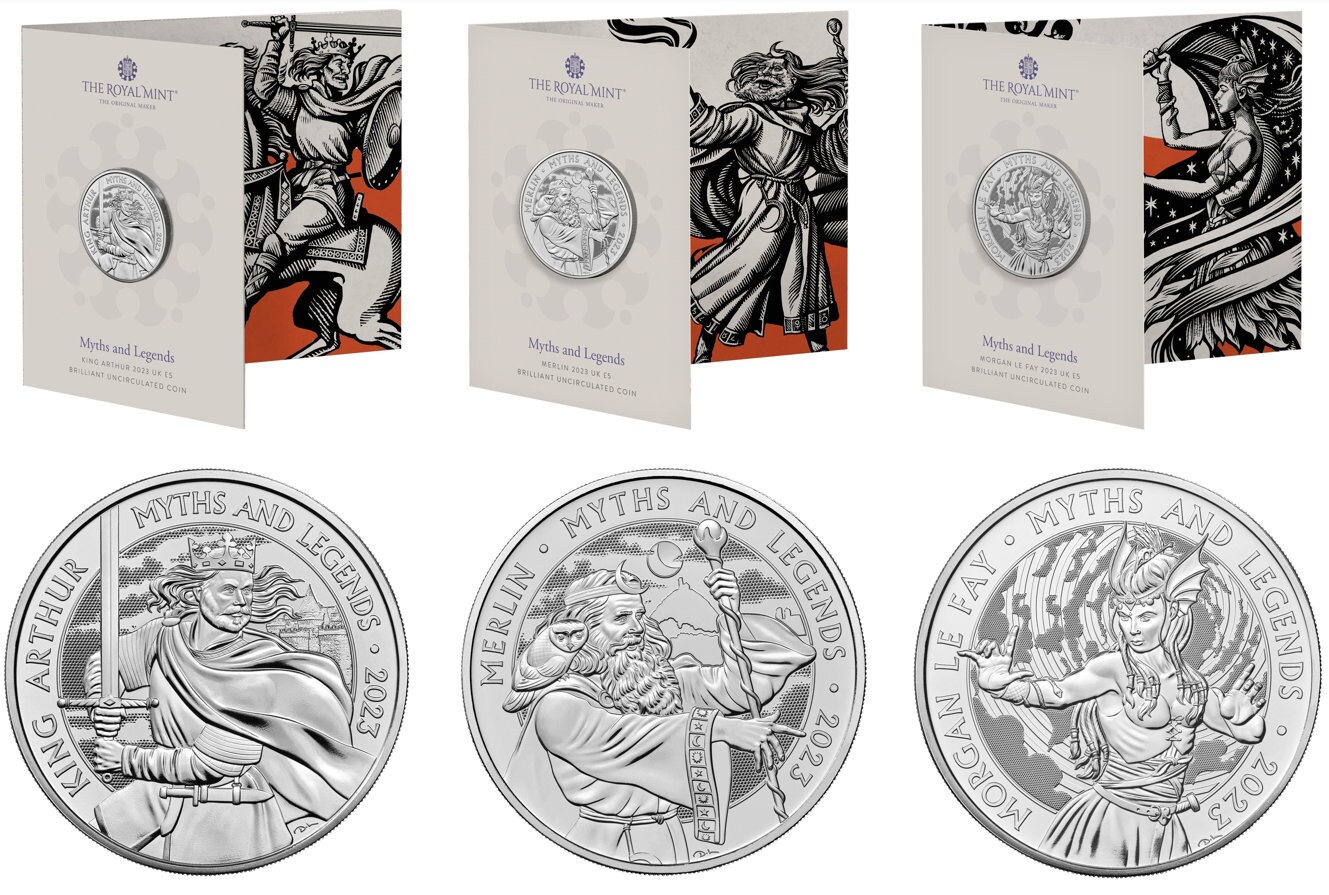 2023 Myths and Legends Full Set 5 Pound Coins Brilliant Uncirculated ...