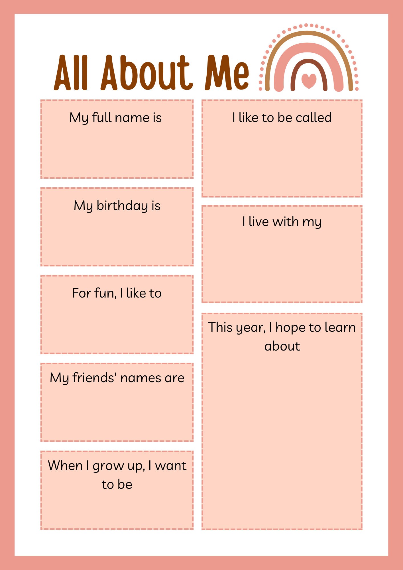 All About Me Printable Coloring Sheets for Kids Printable Etsy All About Me Printable Coloring Sheets for Kids Printable Etsy