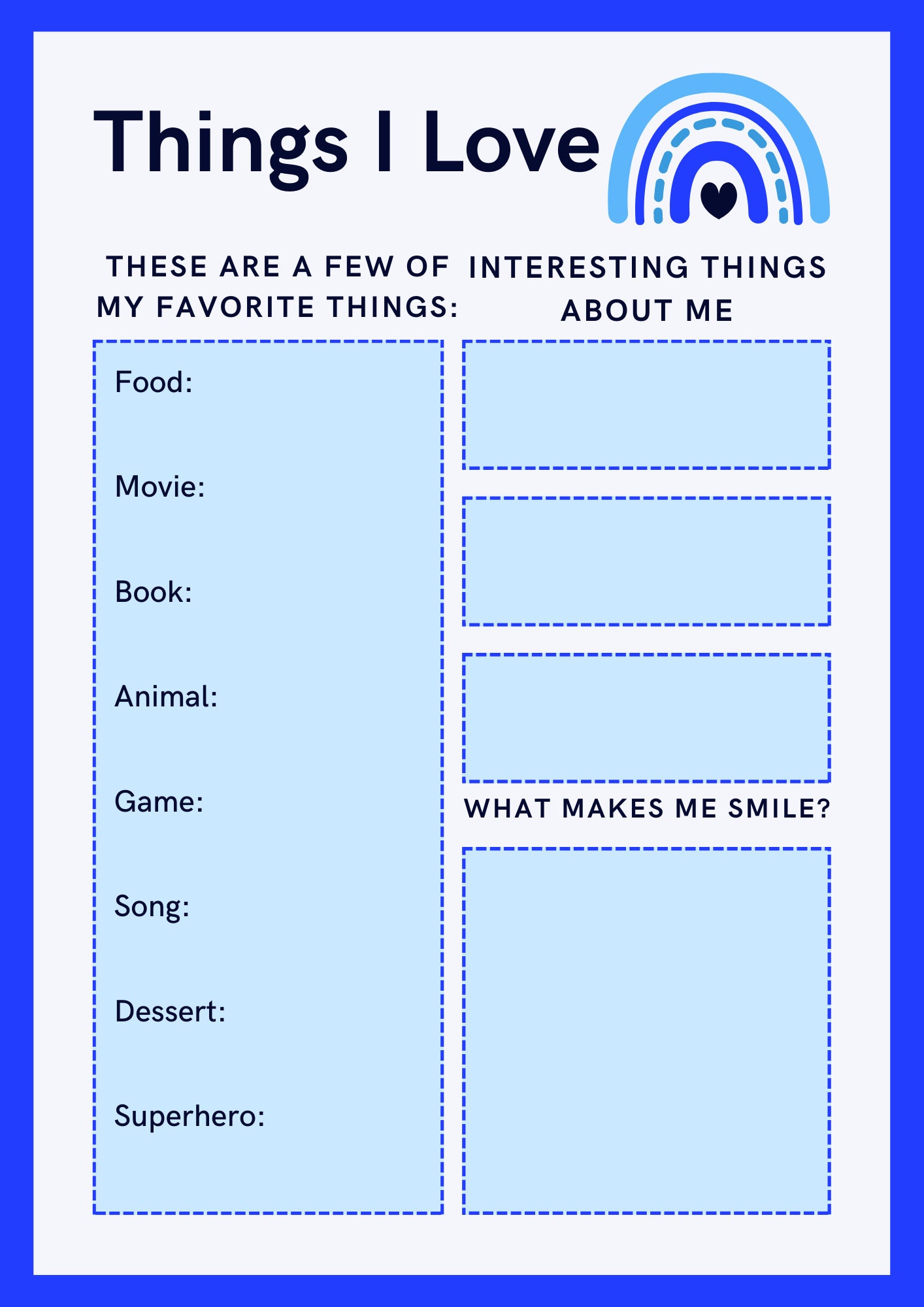 All About Me Printable Coloring Sheets for Kids Printable Etsy All About Me Printable Coloring Sheets for Kids Printable Etsy