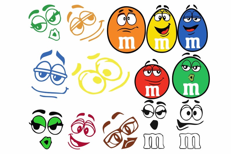 M&m Faces Svg Bundle M and M Faces Vector M and M Faces Etsy