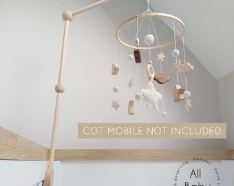 Baby mobile hanger, cot mobile hanger, wooden hanger, crib hanger, mobile arm, cot arm.