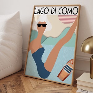 Lago di Como Wall Poster, Italy Summer Vibes, Abstract Vintage Style Poster, Como Lake Poster, Italy Travel Posters, Instant Download