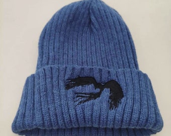 Utherium Gold Royal Blue knitted beanie skull cap