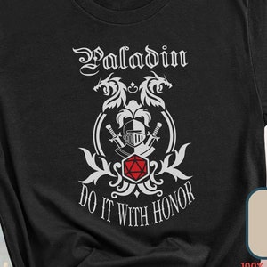 Dungeons and Dragons Funny D&D Character Class Paladin 'Do It With Honor' Shirt, DnD RPG, DandD Role Playing