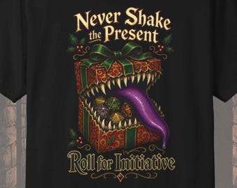 DnD Christmas Shirt: Roll for Initiative Mimic (Comfort Colors)